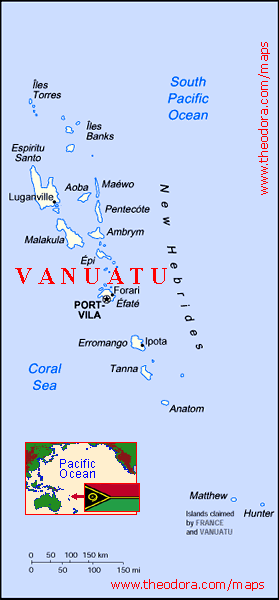 Political map of Vanuatu