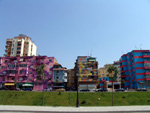 Colorful buildings in Tirana, Albania photo