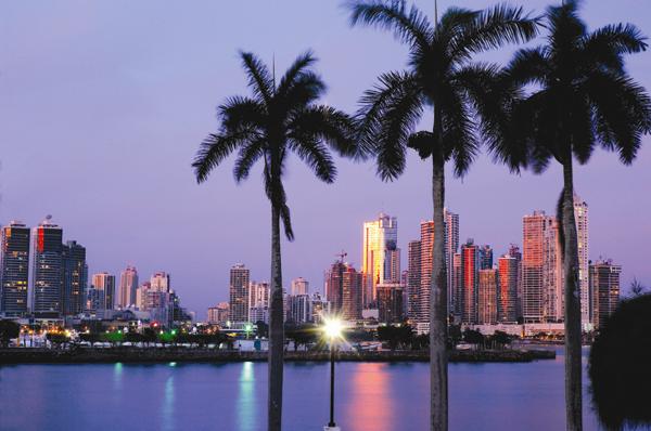 Panama City skyline at dusk, Panama Photo