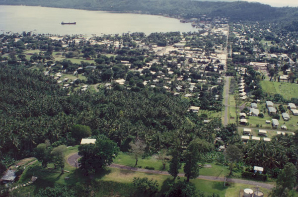 Aerial view of Rabaul before the 1994 volcanic eruption, Papua New Guinea Photo