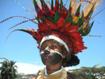 Simbu girl with head dress, Lae show 2002, Papua New Guinea photo