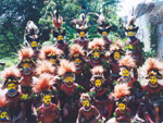The famous Huli Wigmen local cultural group, 2001 Goroka Show, Papua New Guinea photo