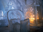 Room with a fireplace at icehotel, Jukkasjarvi, Lapland, Sweden photo