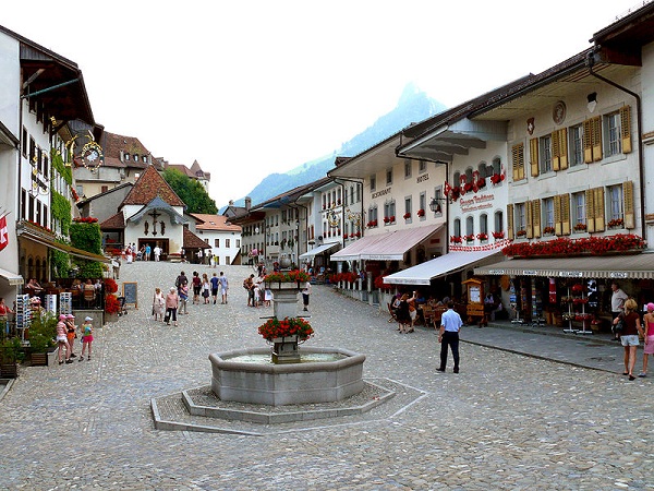 The main street of Gruyères in Fribourg, Switzerland photo.