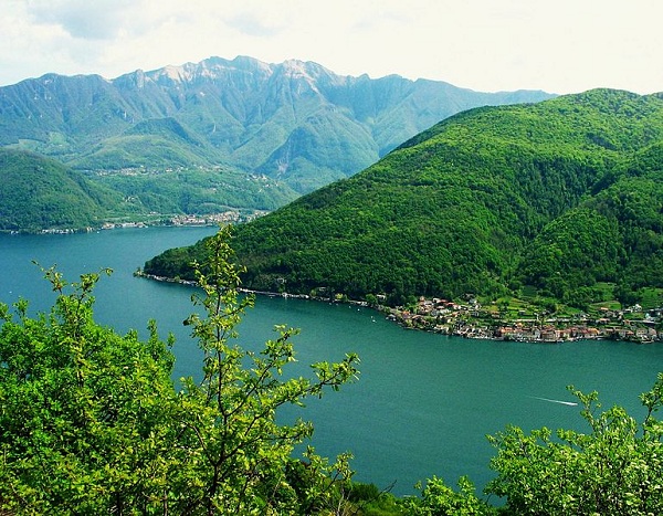 Lake Lugano, with Monte Generoso mountain in the background, Switzerland photo.