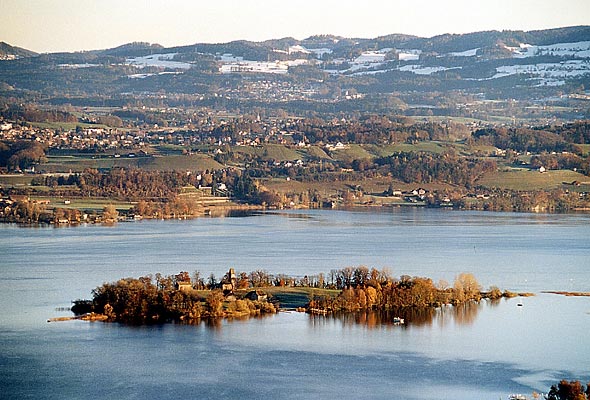 Lake Zurich, with Ufenau island, Switzerland photo.