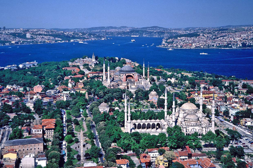 Aerial view of the old city, Istanbul, Turkey photo