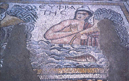 Ancient Greek mosaic depicting the Euphrates river, Karabuk province, Turkey photo