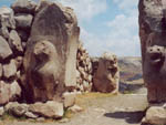 Hittite ruins of Hattusa, showing a lion gate, near Corum, Turkey photo