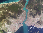 Istanbul and the Bosporus strait as seen from space, Turkey photo