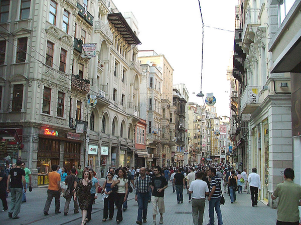 Istiklal Avenue in the cosmopolitan Beyoglu district of Istanbul, Turkey photo