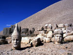 Statues near the peak of Nemrut mountain, Turkey photo