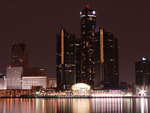 International Riverfront, with General Motors headquarters building in the background, Detroir, Michigan, United States photo